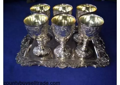 Antique Tray with cups - very unusual