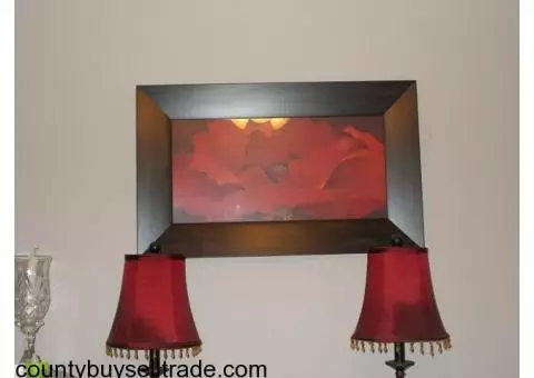 Large red floral wall art