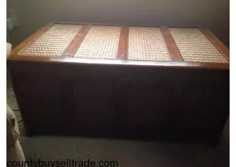 wood and wicker chest