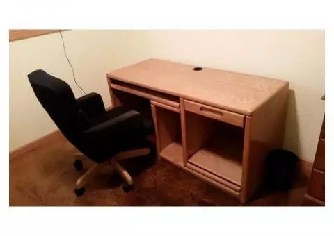 Oak Desk and upholstered chair...PRICE REDUCED