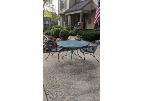 Free 50" Wrought Iron Circular Table and Two Matching Chairs