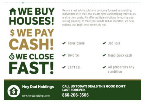 We buy houses, Fast close! No agent fees!