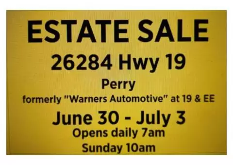 Large Estate Sale on Hwy 19 at EE