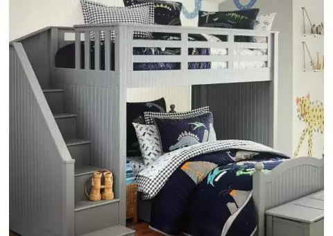Pottery Barn Kids - Catalina Stair Loft Bed & Lower Bed Set