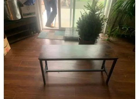 Dinning room table with benches and small cabinet