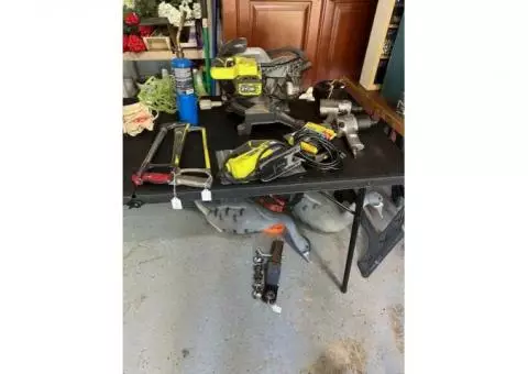 Garage sale, lots of tools and 2 bicycles