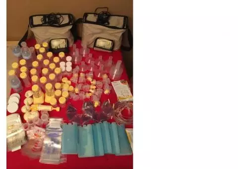 HUGE MEDELLA BREAST PUMPS AND SUPPLIES LOT