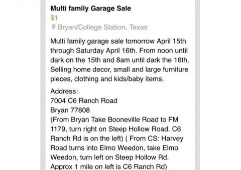 Multi family garage sale