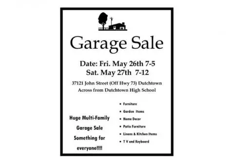 Garage Sale - Friday May 26- Sat May 27