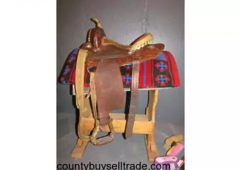 Barrel Racing Saddle 15 in and Misc. Tack