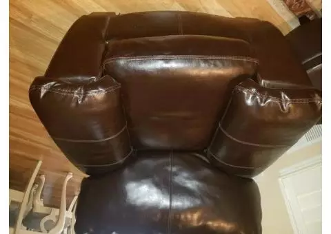 Brown Leather Couch, Loveseat and Chair