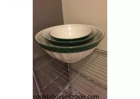 Green/White Bowls (3/set)