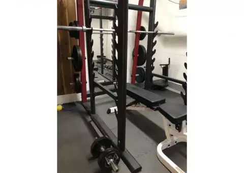 Squat Rack & Bench and weights