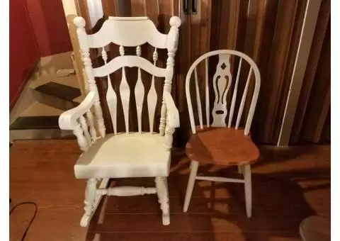 Grandfather (HUGE) Rocking Chair - Distressed - Rustic - Vintage -  Chalk Painted Off White