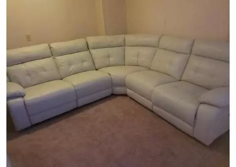 3 piece white leather electric sectional