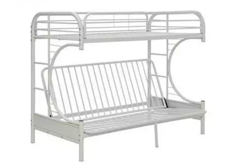 Futon Bunk Bed, Twin XL over Queen, White