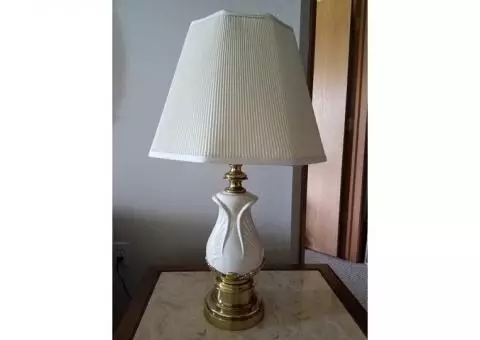 Stiffel Brass Accent Lamp with Ivory Ceramic Base