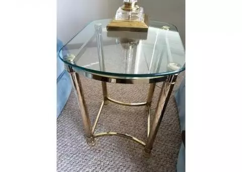 For only $100. like new Gold Brass and Glass Accent Table
